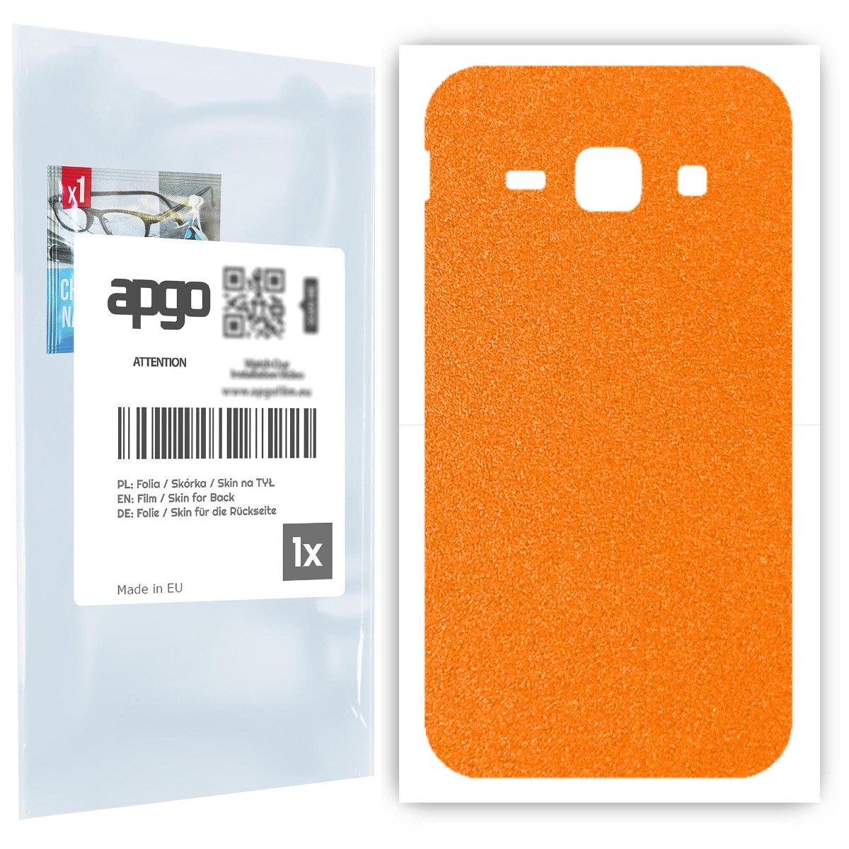 Folia naklejka skórka strukturalna na TYŁ do Samsung Galaxy J1 (2016) -  Pomarańczowy Pastel Matowy Chropowaty Baranek - apgo SKINS