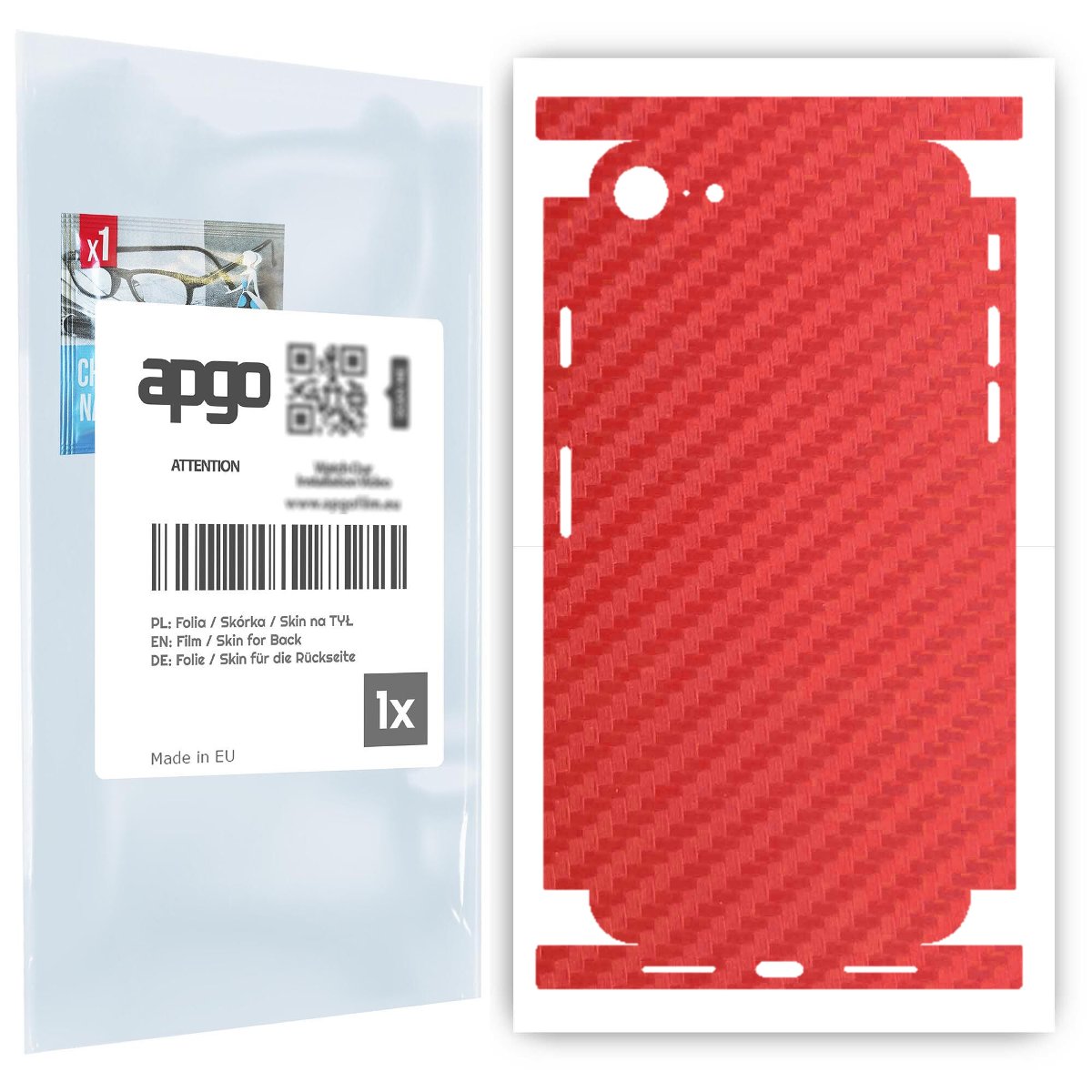 Folia naklejka skórka strukturalna na TYŁ+BOKI do Apple iPhone SE 2022 -  Carbon Czerwony - apgo SKINS