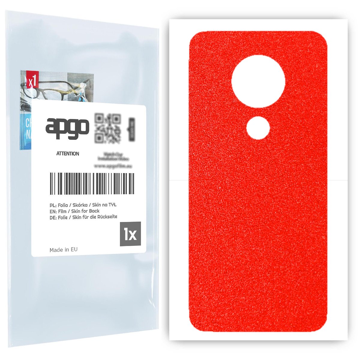Folia naklejka skórka strukturalna na TYŁ do Nokia 7.2 -  Czerwony Pastel Matowy Chropowaty Baranek - apgo SKINS