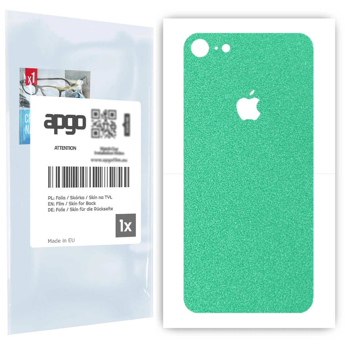 Folia naklejka skórka strukturalna na TYŁ do Apple iPhone 7 -  Seledynowy Pastel Matowy Chropowaty Baranek - apgo SKINS