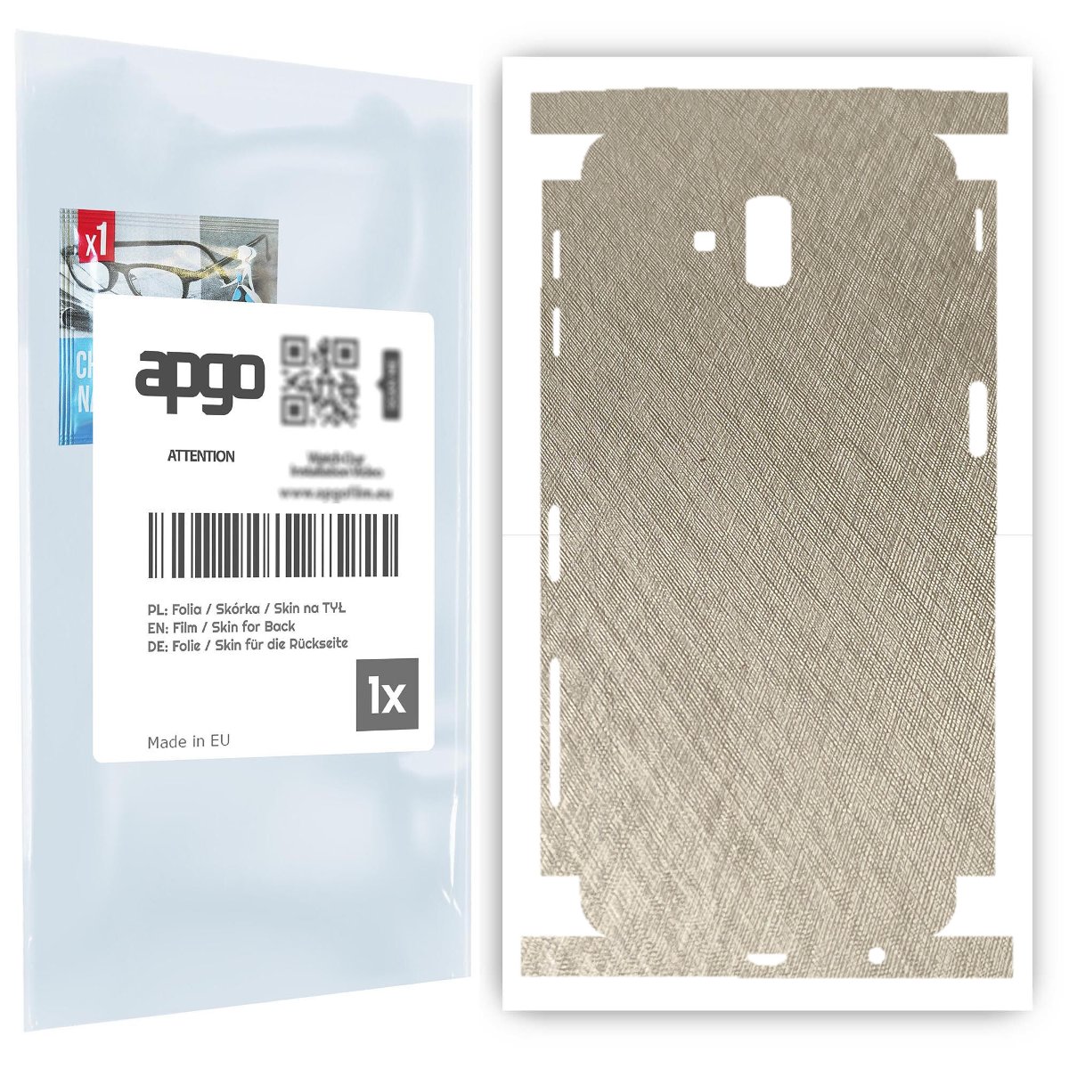 Folia naklejka skórka strukturalna na TYŁ+BOKI do Samsung Galaxy J6+ -  Tytan Srebrny - apgo SKINS