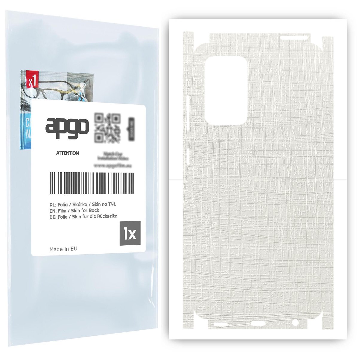 Folia naklejka skórka strukturalna na TYŁ+BOKI do Samsung Galaxy A52 4G -  Tkanina Biała - apgo SKINS