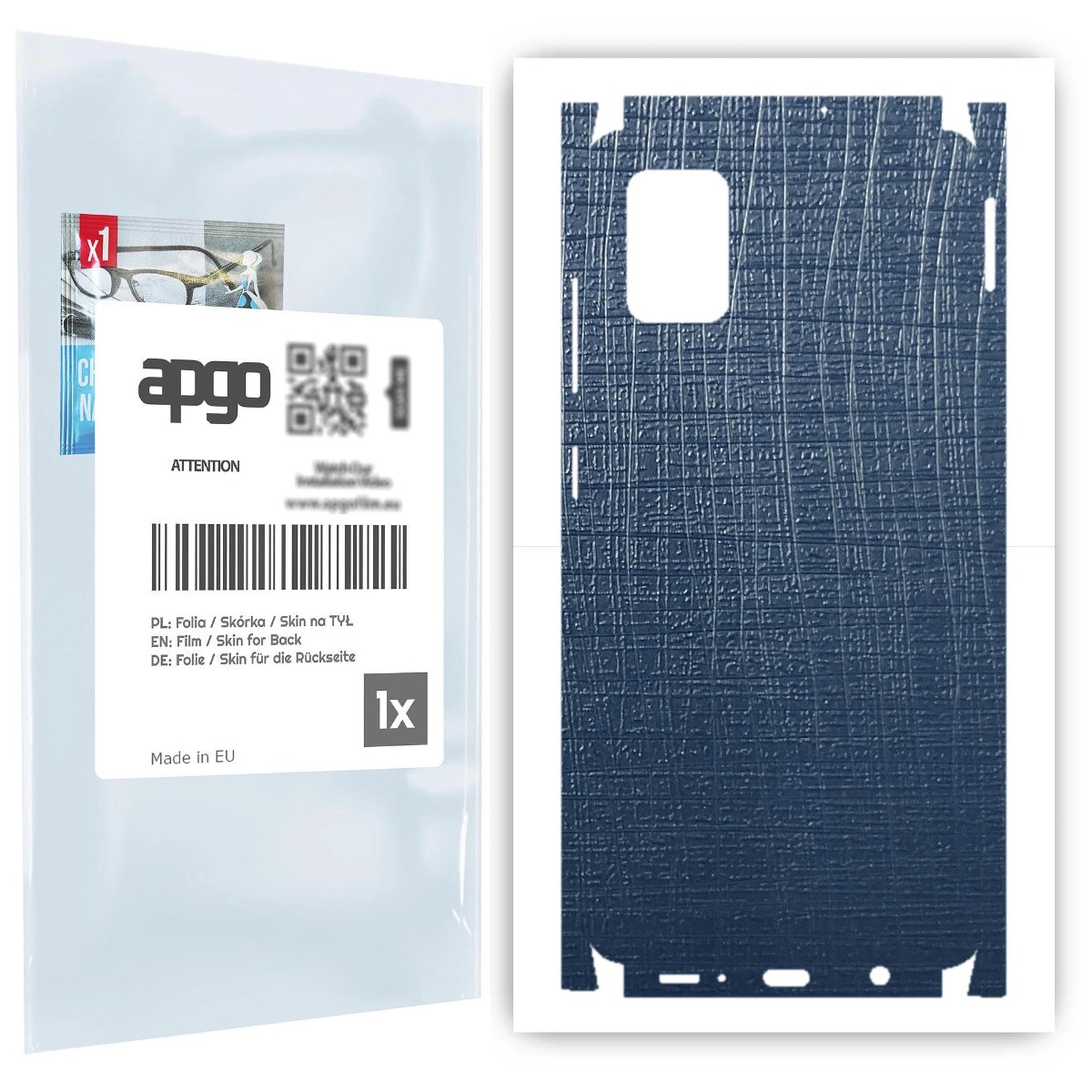 Folia naklejka skórka strukturalna na TYŁ+BOKI do Samsung Galaxy A51 -  Tkanina Granatowa - apgo SKINS