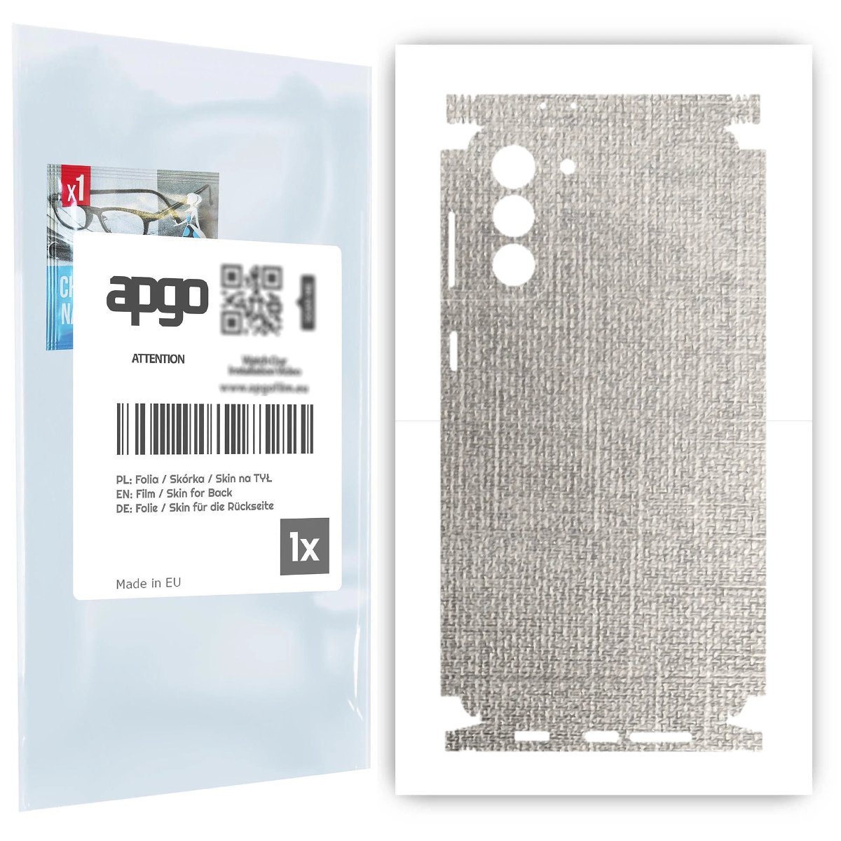 Folia naklejka skórka strukturalna na TYŁ+BOKI do Samsung Galaxy S21+ 5G -  Tkanina Denim Szary - apgo SKINS