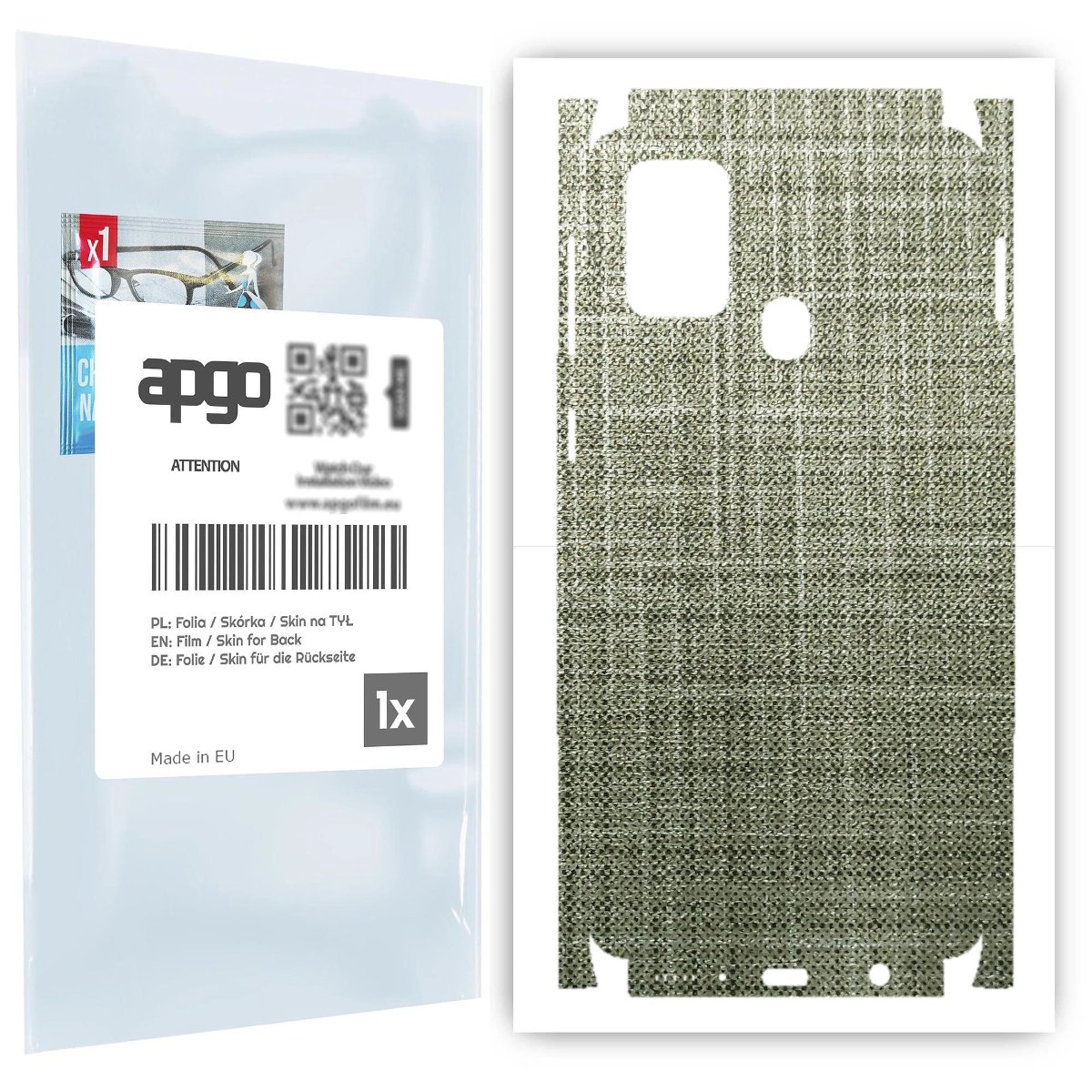 Folia naklejka skórka strukturalna na TYŁ+BOKI do Samsung Galaxy M31 -  Tkanina Lniana - apgo SKINS