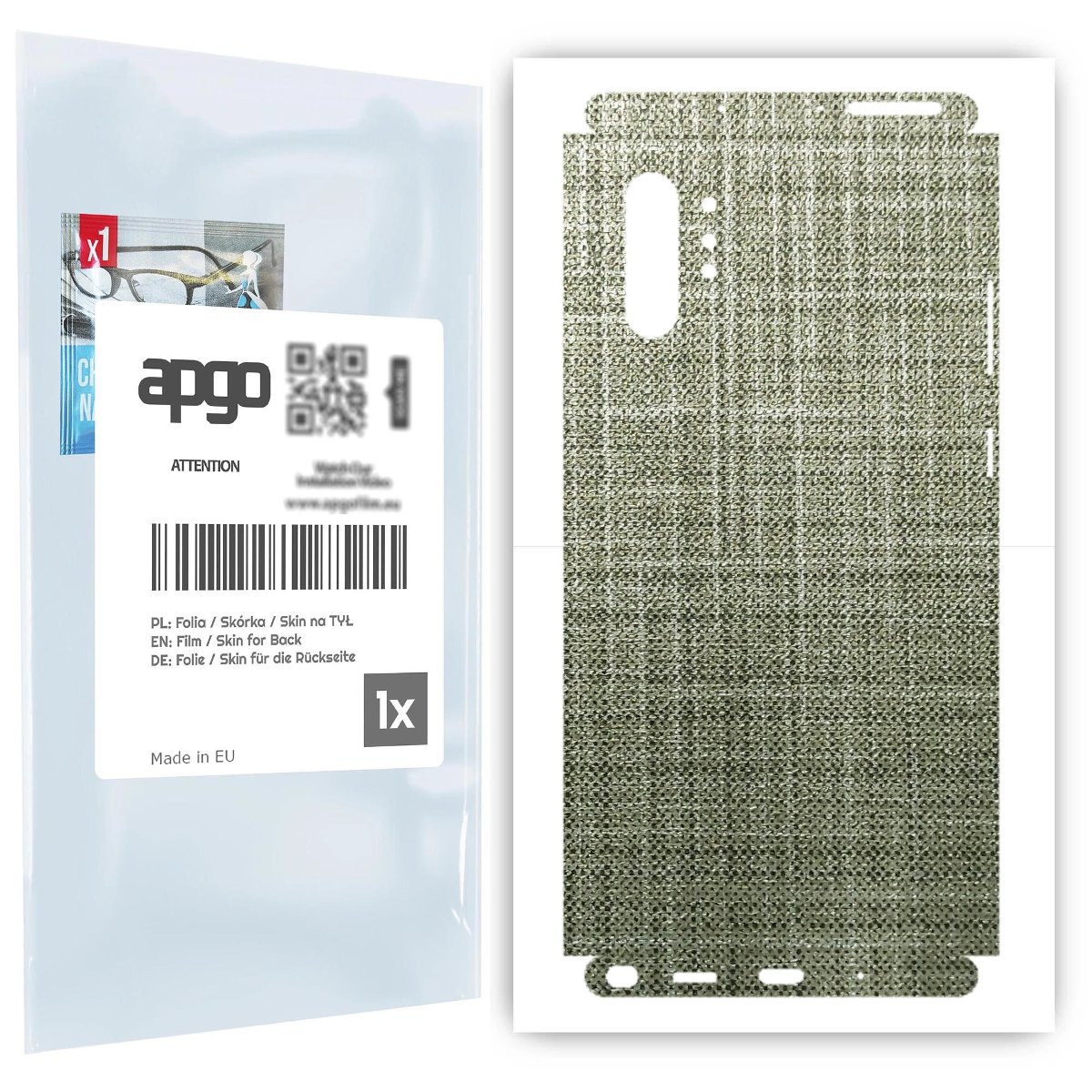 Folia naklejka skórka strukturalna na TYŁ+BOKI do Samsung Galaxy Note 10+ -  Tkanina Lniana - apgo SKINS
