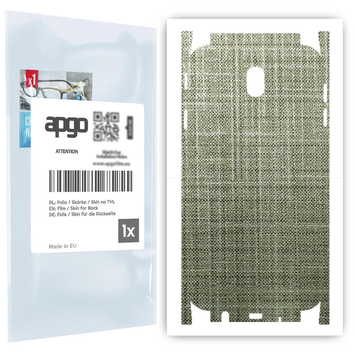 Folia naklejka skórka strukturalna na TYŁ+BOKI do Samsung Galaxy J7 (2017) -  Tkanina Lniana - apgo SKINS