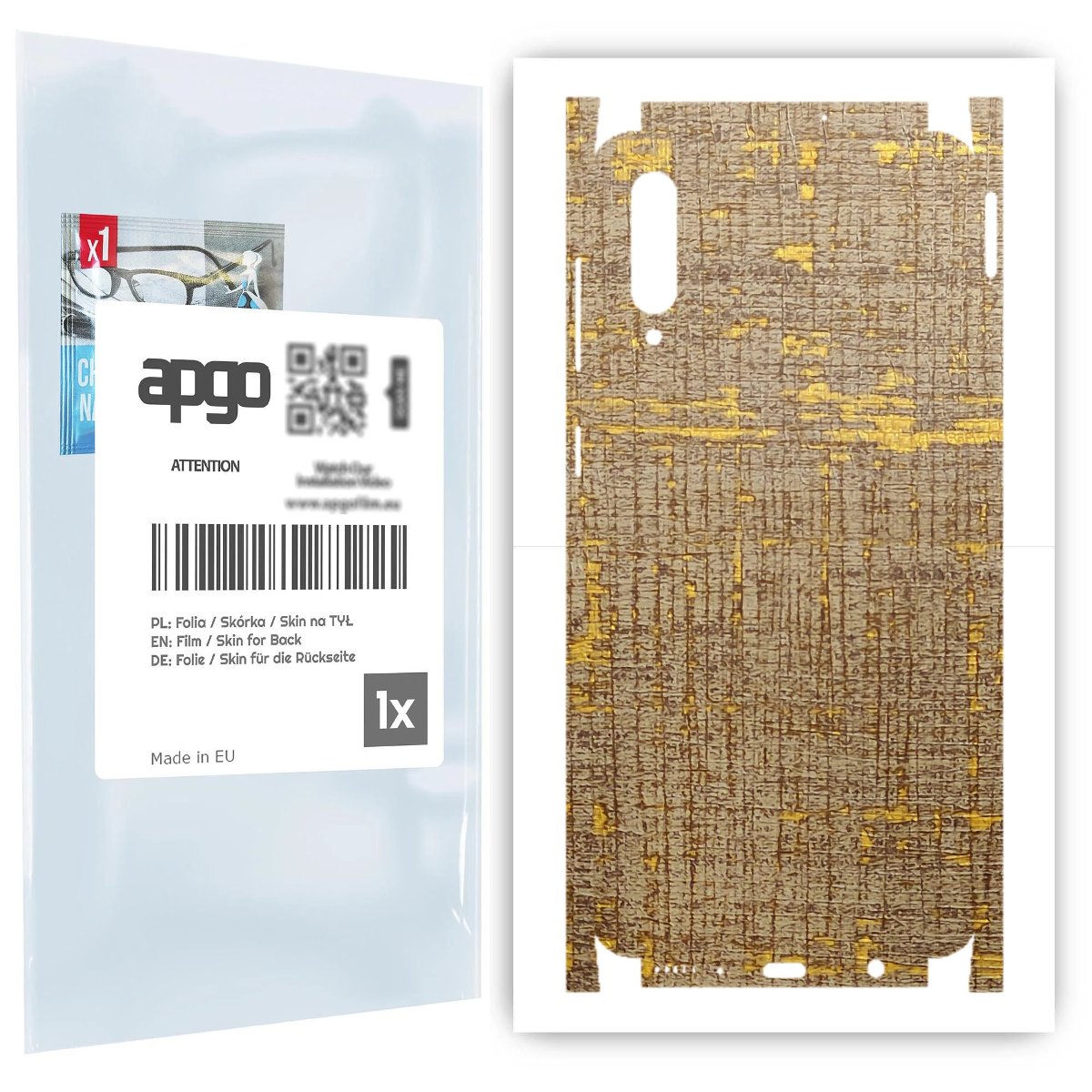 Folia naklejka skórka strukturalna na TYŁ+BOKI do Samsung Galaxy A30s -  Tkanina Vintage - apgo SKINS