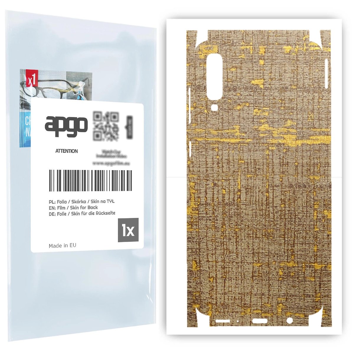 Folia naklejka skórka strukturalna na TYŁ+BOKI do Samsung Galaxy A70 -  Tkanina Vintage - apgo SKINS