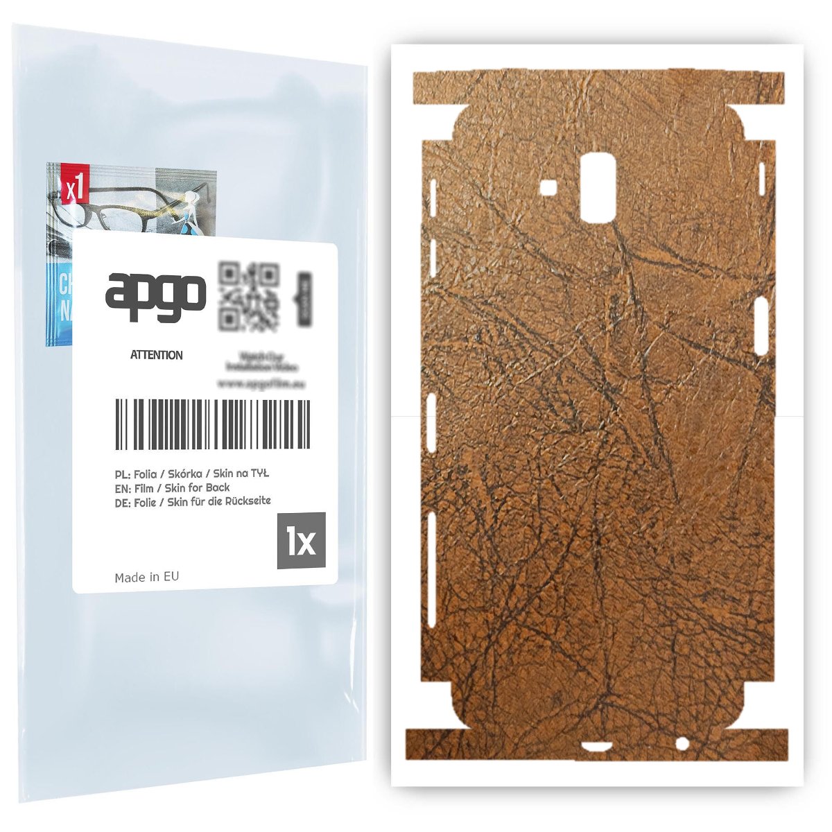 Folia naklejka skórka strukturalna na TYŁ+BOKI do Samsung Galaxy J6+ -  Skóra Vintage - apgo SKINS