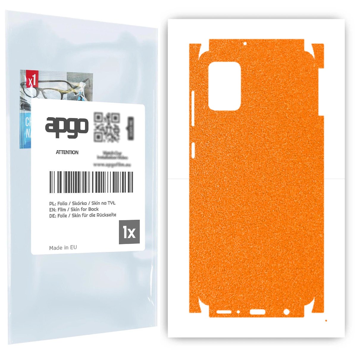 Folia naklejka skórka strukturalna na TYŁ+BOKI do Samsung Galaxy A31 -  Pomarańczowy Pastel Matowy Chropowaty Baranek - apgo SKINS