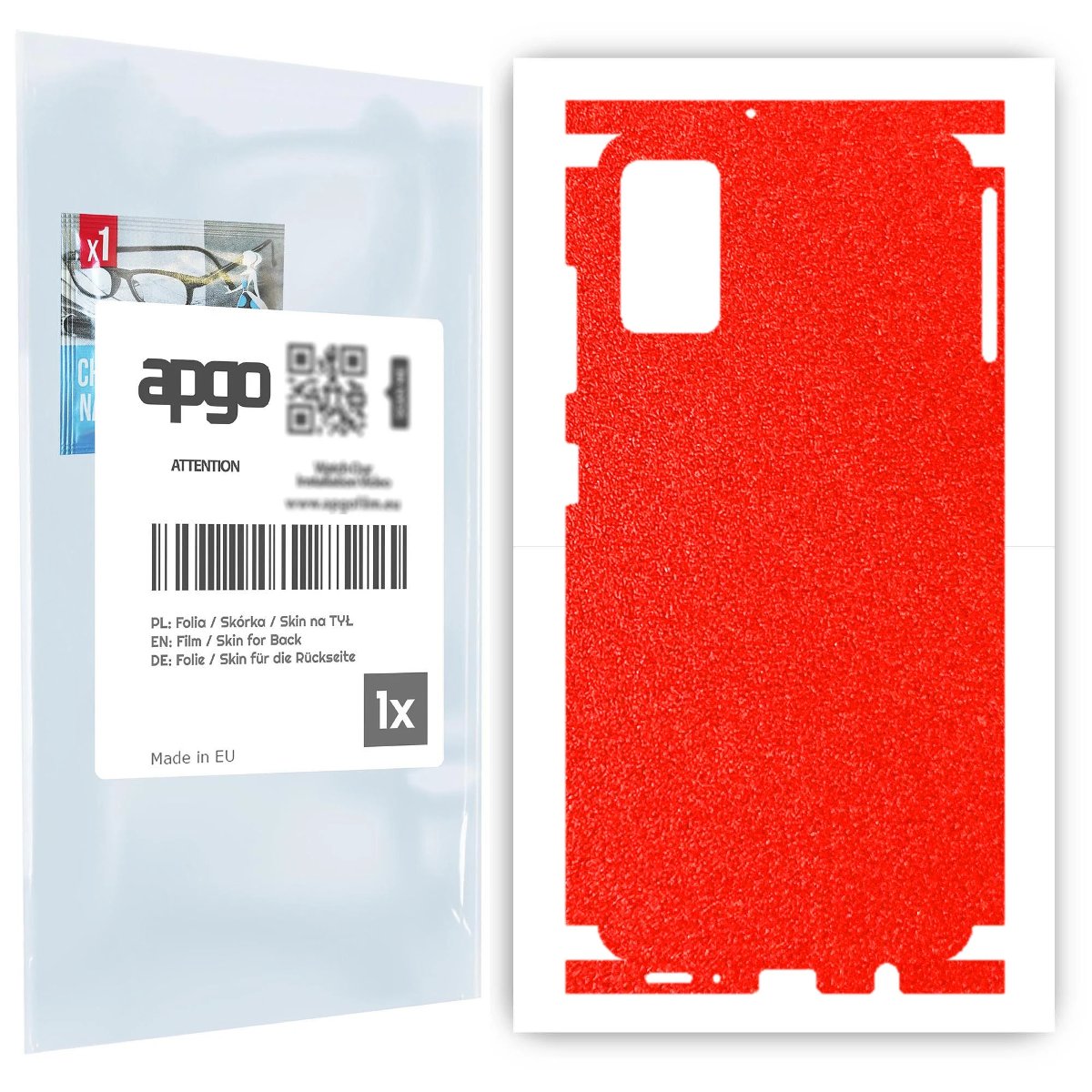 Folia naklejka skórka strukturalna na TYŁ+BOKI do Samsung Galaxy A41 -  Czerwony Pastel Matowy Chropowaty Baranek - apgo SKINS