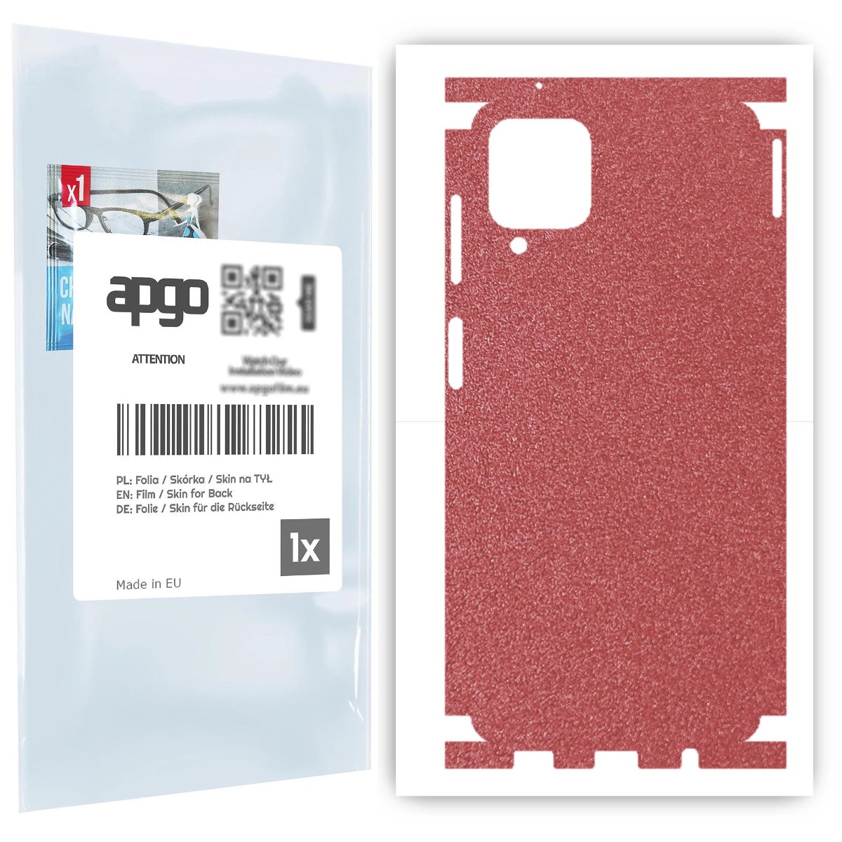 Folia naklejka skórka strukturalna na TYŁ+BOKI do Samsung Galaxy A12 -  Różowy Pastel Matowy Chropowaty Baranek - apgo SKINS