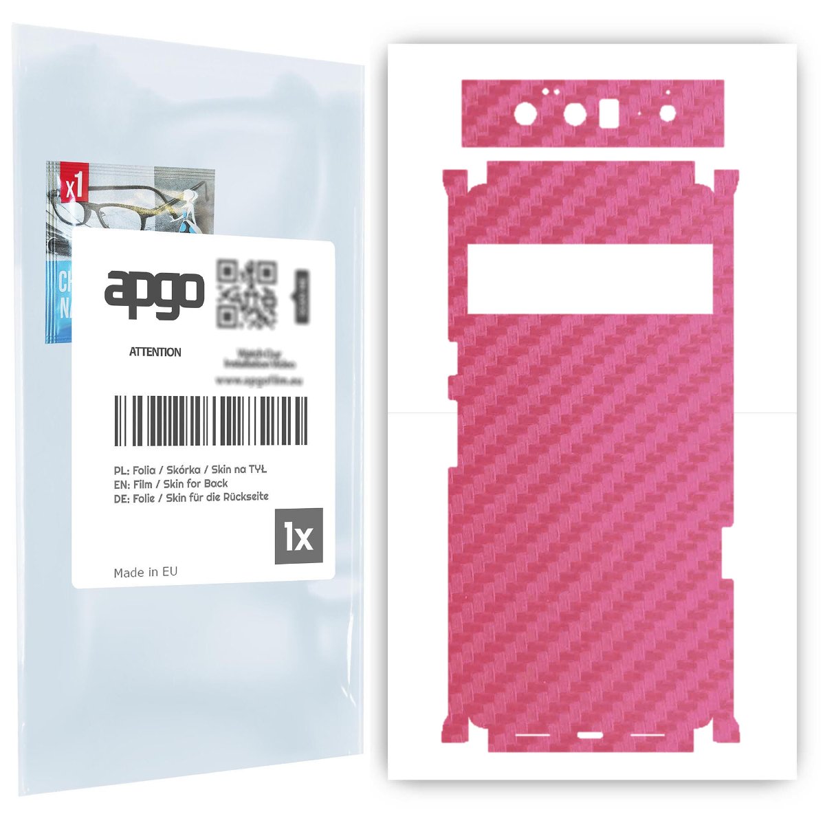 Folia naklejka skórka strukturalna na TYŁ+BOKI do Google Pixel 6 Pro -  Carbon Różowy - apgo SKINS