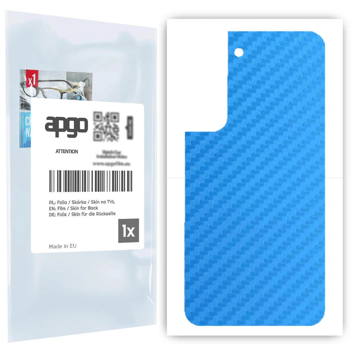 Folia naklejka skórka strukturalna na TYŁ do Samsung Galaxy S22 -  Carbon Niebieski - apgo SKINS