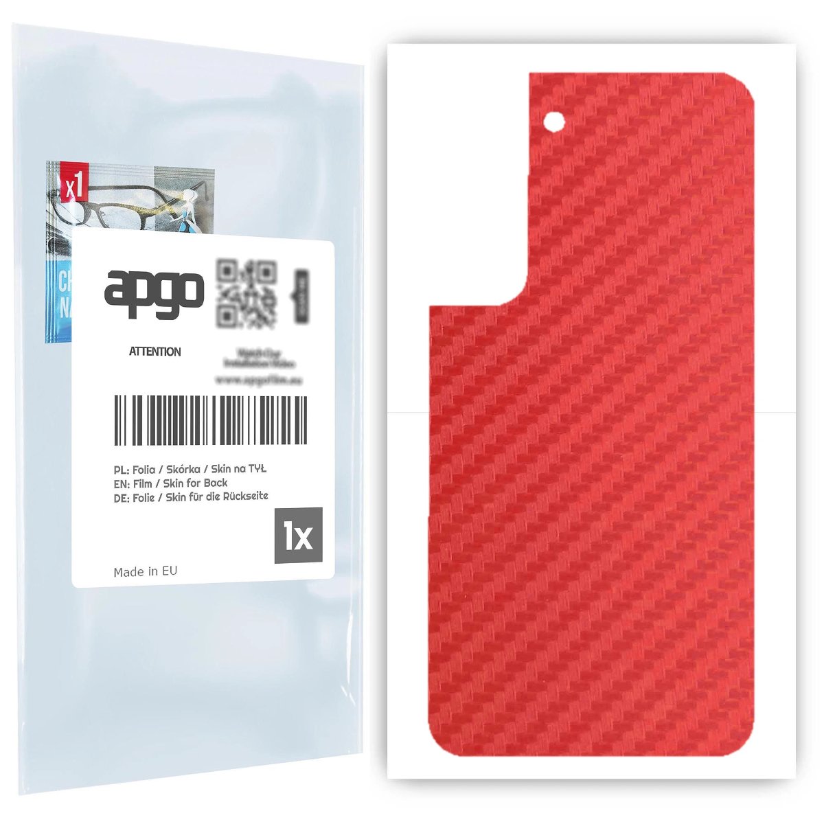 Folia naklejka skórka strukturalna na TYŁ do Samsung Galaxy S22 -  Carbon Czerwony - apgo SKINS