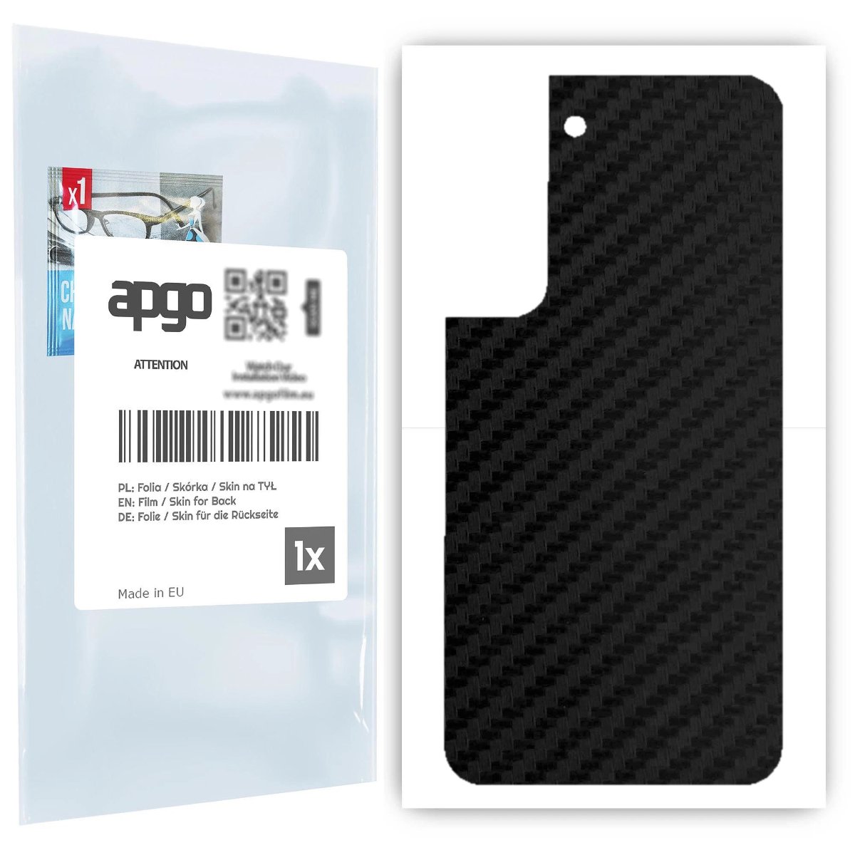 Folia naklejka skórka strukturalna na TYŁ do Samsung Galaxy S22 -  Carbon Czarny - apgo SKINS