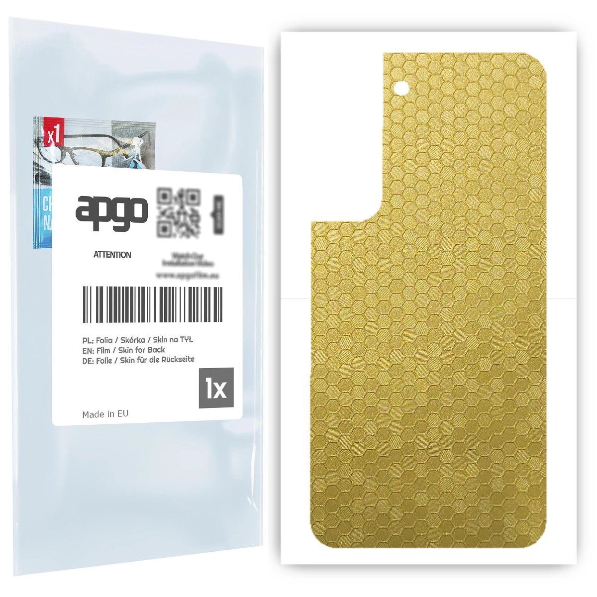 Folia naklejka skórka strukturalna na TYŁ do Samsung Galaxy S22 -  Plaster Miodu Złoty - apgo SKINS