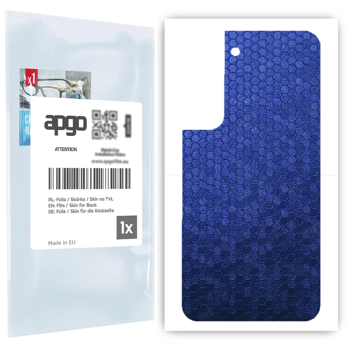 Folia naklejka skórka strukturalna na TYŁ do Samsung Galaxy S22 -  Plaster Miodu Niebieski - apgo SKINS
