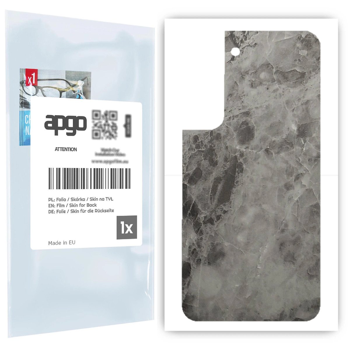 Folia naklejka skórka strukturalna na TYŁ do Samsung Galaxy S22 -  Marmur Czarny - apgo SKINS