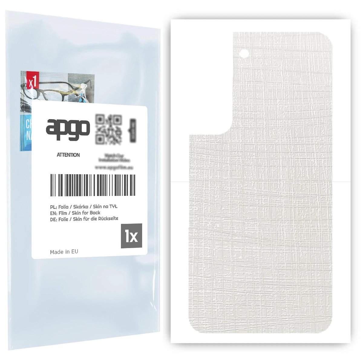 Folia naklejka skórka strukturalna na TYŁ do Samsung Galaxy S22 -  Tkanina Biała - apgo SKINS