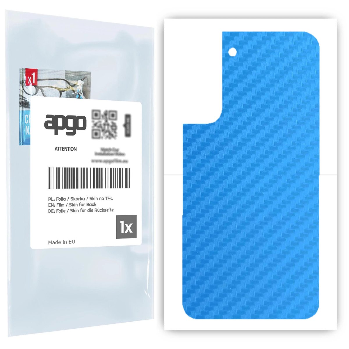 Folia naklejka skórka strukturalna na TYŁ do Samsung Galaxy S22 Plus -  Carbon Niebieski - apgo SKINS