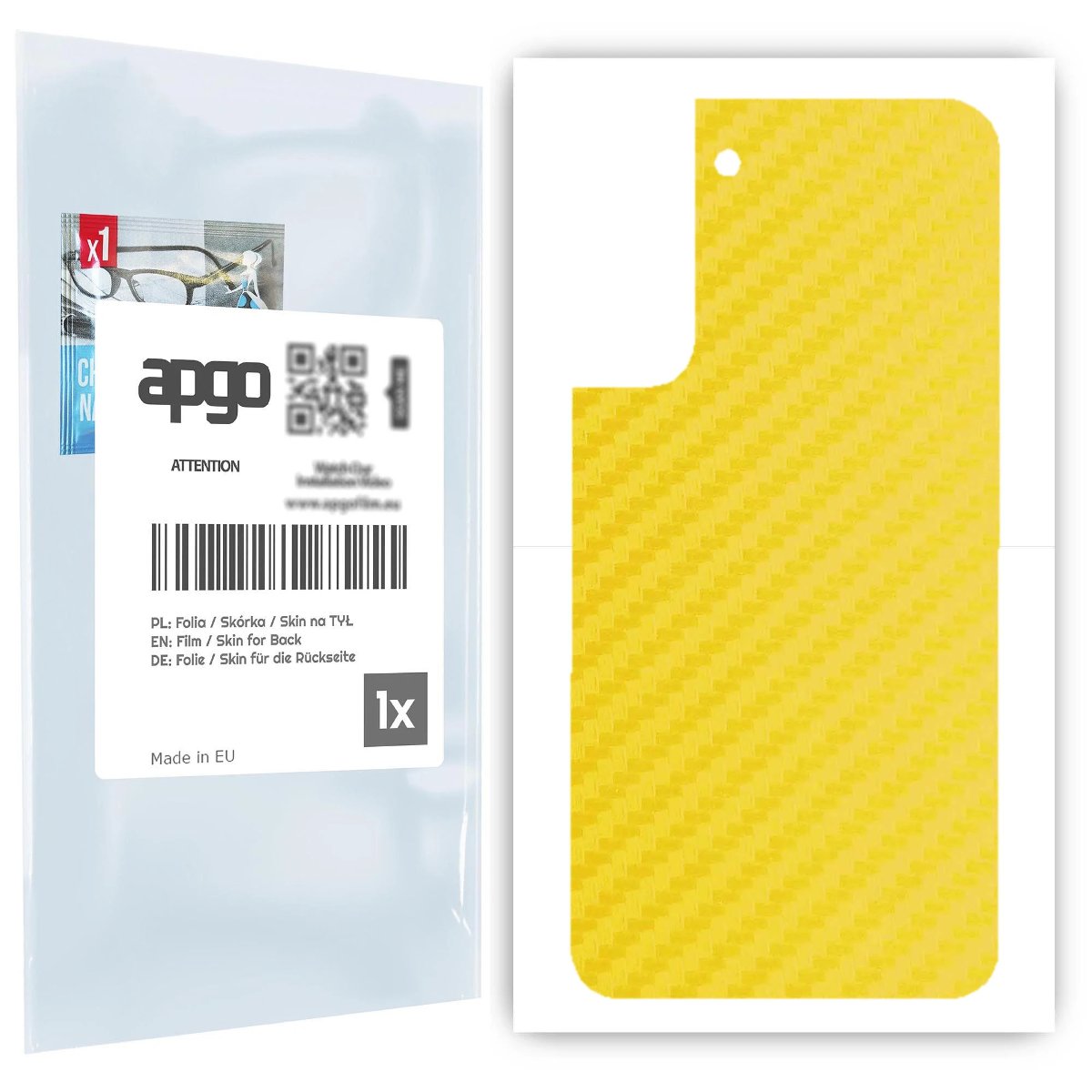 Folia naklejka skórka strukturalna na TYŁ do Samsung Galaxy S22 Plus -  Carbon Żółty - apgo SKINS