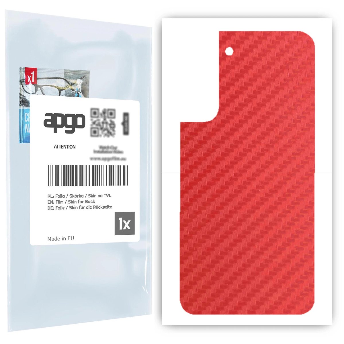 Folia naklejka skórka strukturalna na TYŁ do Samsung Galaxy S22 Plus -  Carbon Czerwony - apgo SKINS