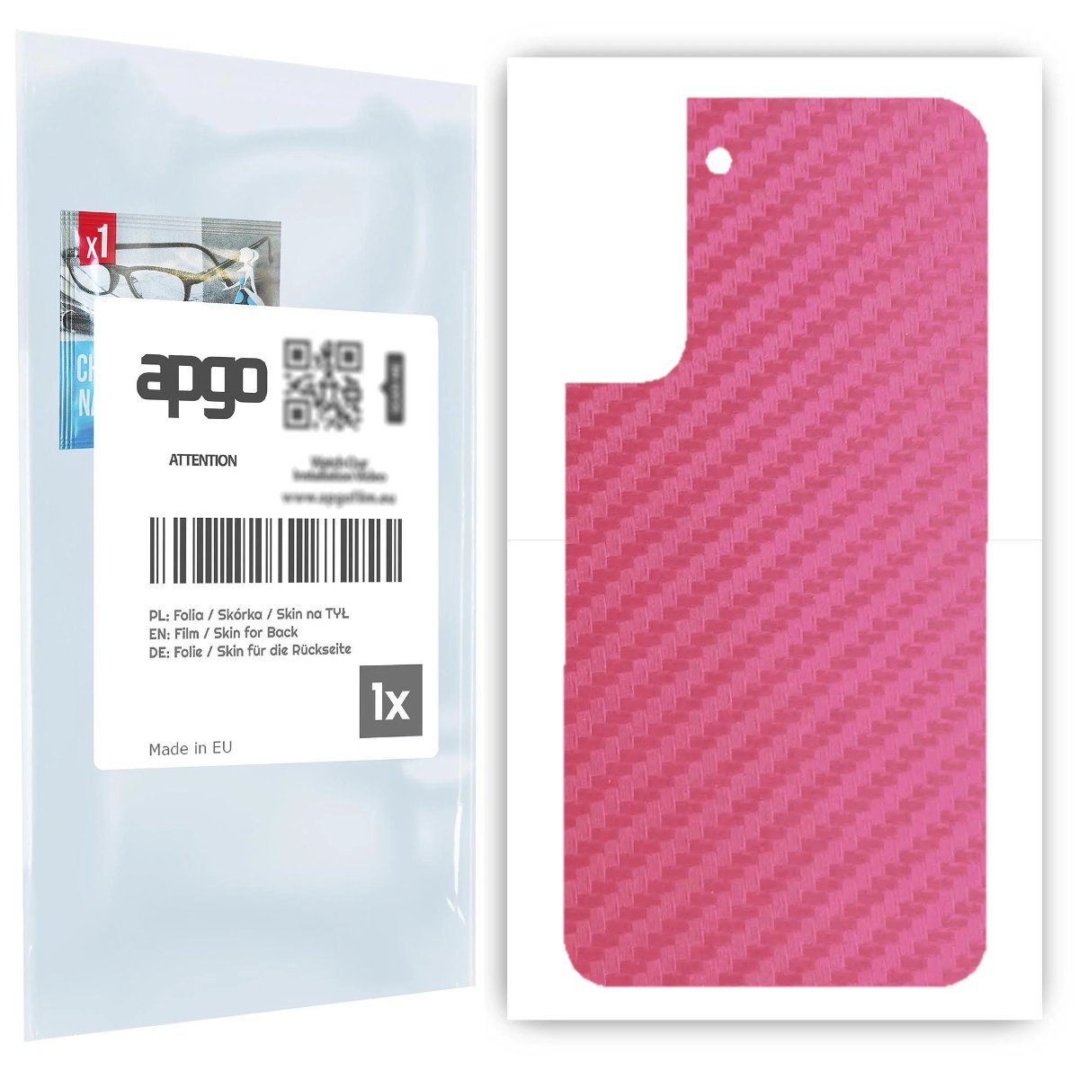 Folia naklejka skórka strukturalna na TYŁ do Samsung Galaxy S22 Plus -  Carbon Różowy - apgo SKINS