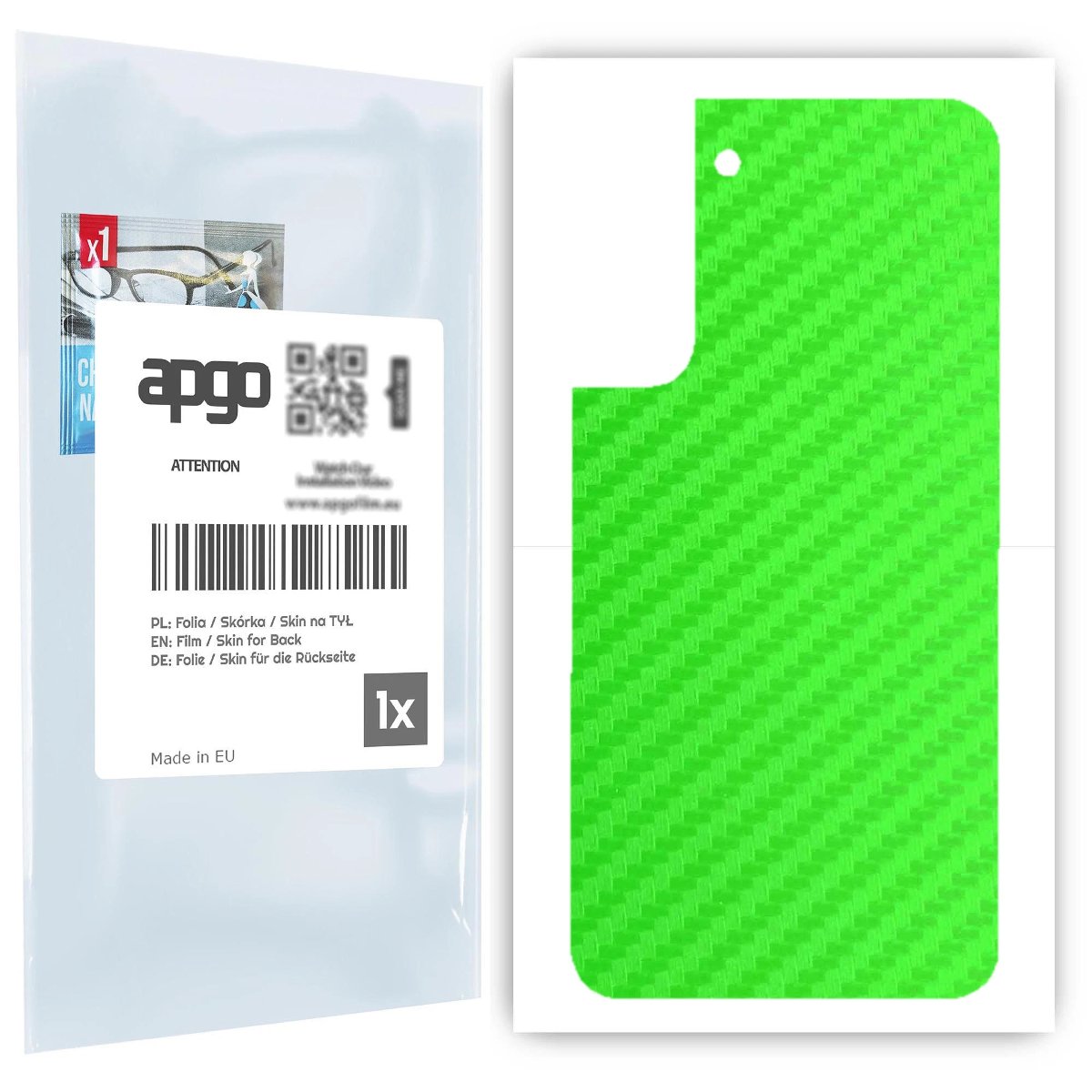 Folia naklejka skórka strukturalna na TYŁ do Samsung Galaxy S22 Plus -  Carbon Zielony - apgo SKINS