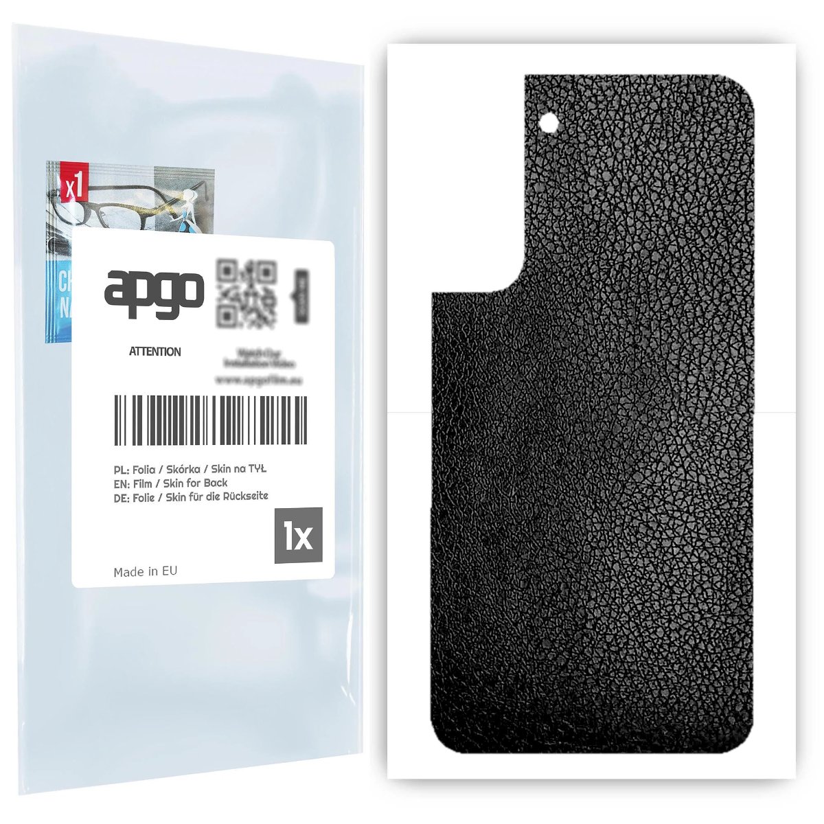 Folia naklejka skórka strukturalna na TYŁ do Samsung Galaxy S22 Plus -  Skóra Czarna - apgo SKINS