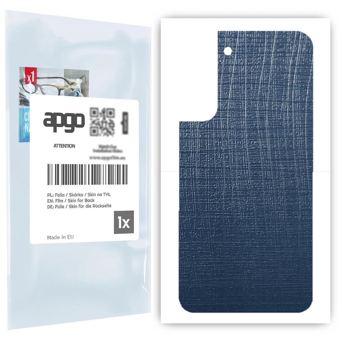 Folia naklejka skórka strukturalna na TYŁ do Samsung Galaxy S22 Plus -  Tkanina Granatowa - apgo SKINS