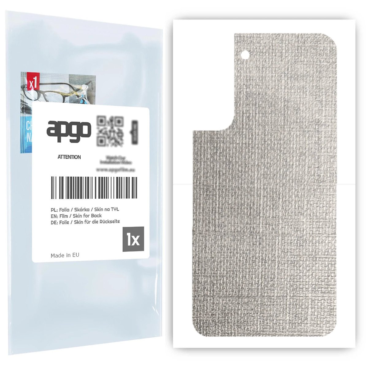 Folia naklejka skórka strukturalna na TYŁ do Samsung Galaxy S22 Plus -  Tkanina Denim Szary - apgo SKINS