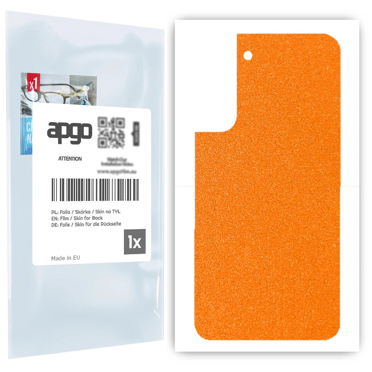 Folia naklejka skórka strukturalna na TYŁ do Samsung Galaxy S22 Plus -  Pomarańczowy Pastel Matowy Chropowaty Baranek - apgo SKINS