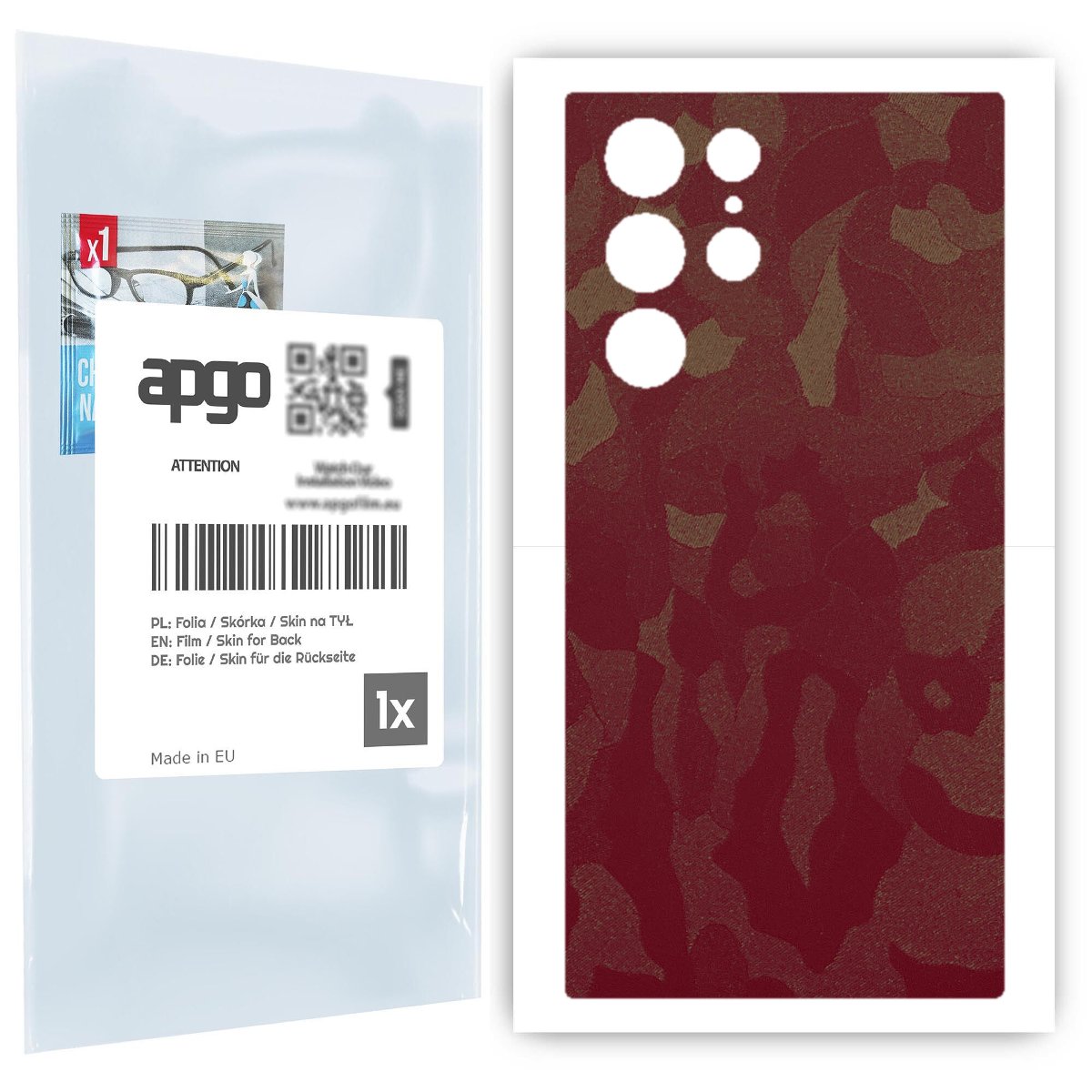 Folia naklejka skórka strukturalna na TYŁ do Samsung Galaxy S22 Ultra -  Moro | Camo Bordowy - apgo SKINS