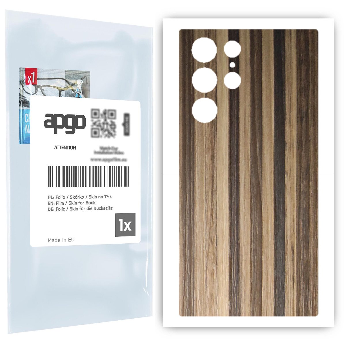 Folia naklejka skórka strukturalna na TYŁ do Samsung Galaxy S22 Ultra -  Drewno Paski Mix - apgo SKINS