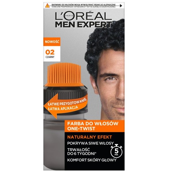 L''oreal L''Oréal - MEN EXPERT - Farba One-Twist do siwych włosów - Dla mężczyzn - 02 Czarny