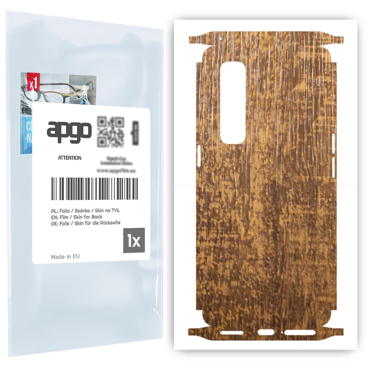 Folia naklejka skórka strukturalna na TYŁ+BOKI do Oppo Find X2 Pro -  Drewno Dąb Stary - apgo SKINS