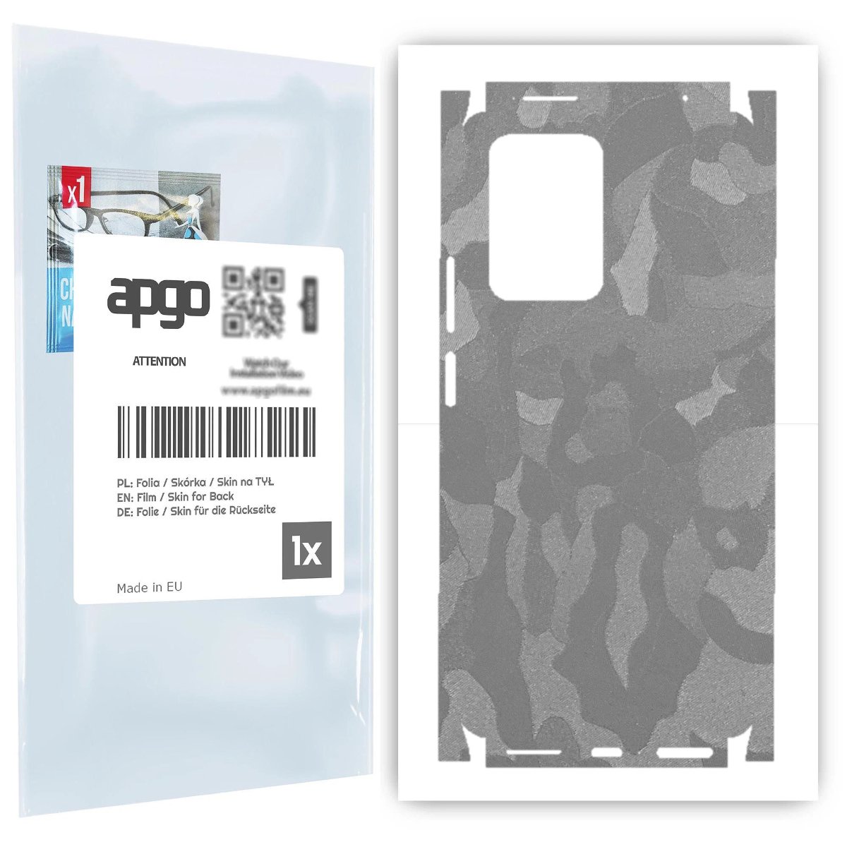 Folia naklejka skórka strukturalna na TYŁ+BOKI do Xiaomi 11T -  Moro | Camo Srebrny - apgo SKINS