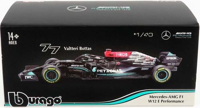 BBurago, bolid F1 Mercedes W12 #77 Bottas KASK BBurago 1:43