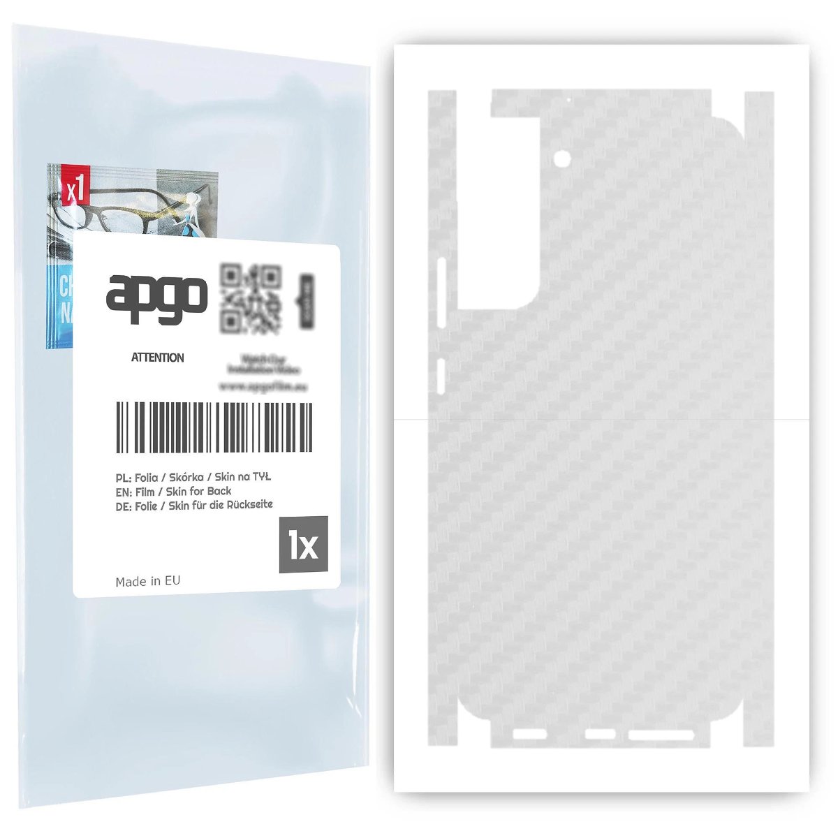 Folia naklejka skórka strukturalna na TYŁ+BOKI do Samsung Galaxy S22 Plus -  Carbon Przezroczysty - apgo SKINS