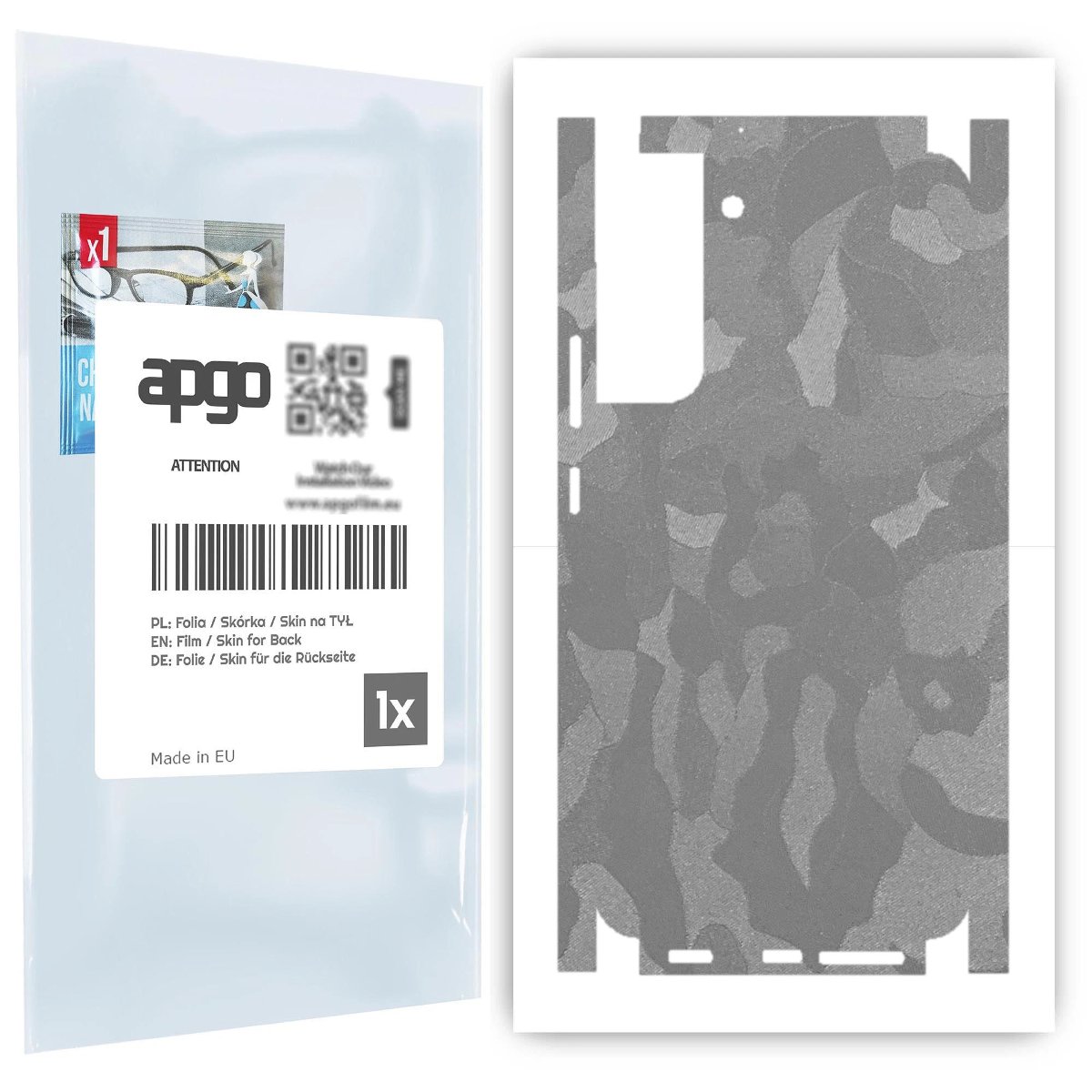 Folia naklejka skórka strukturalna na TYŁ+BOKI do Samsung Galaxy S22 Plus -  Moro | Camo Srebrny - apgo SKINS