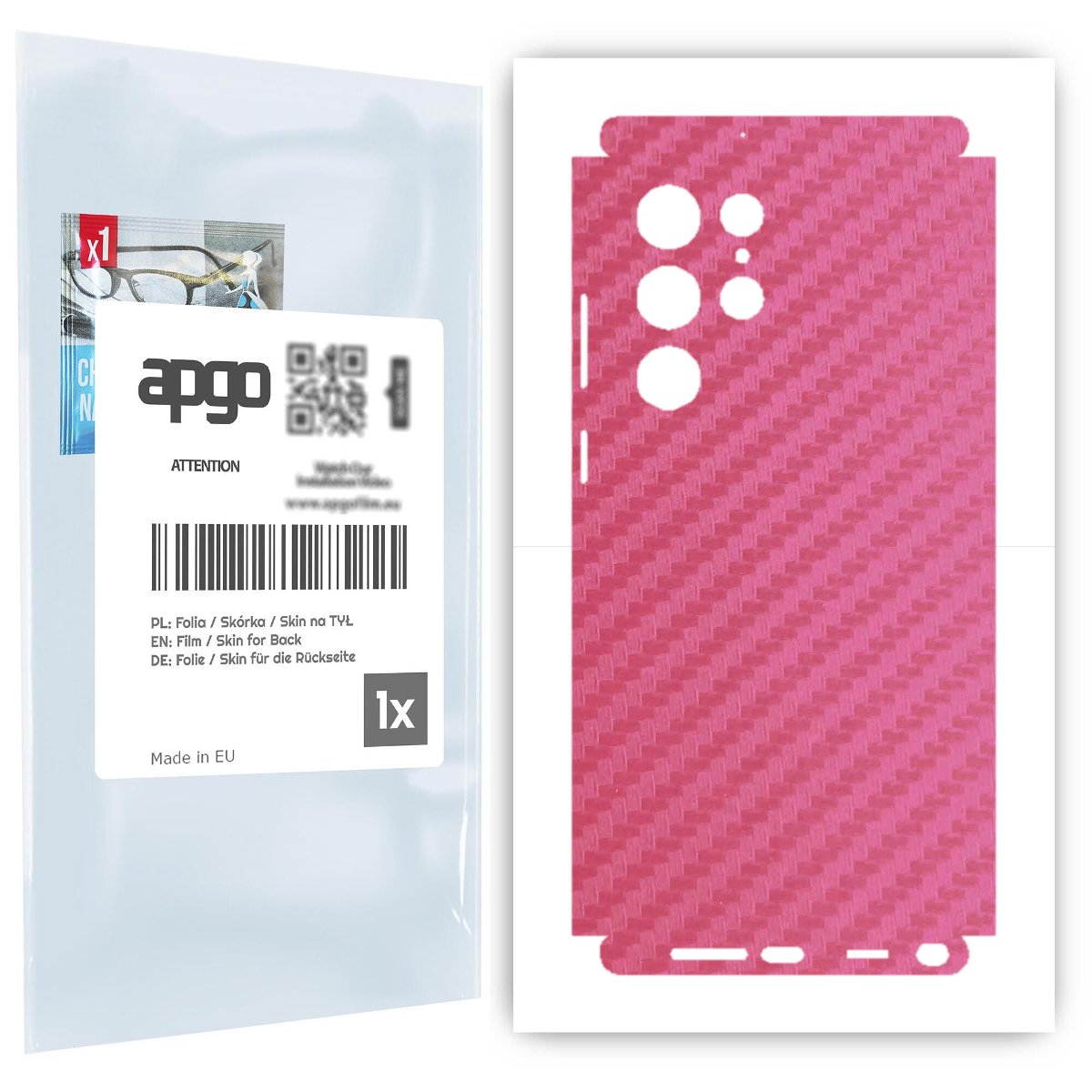 Folia naklejka skórka strukturalna na TYŁ+BOKI do Samsung Galaxy S22 Ultra -  Carbon Różowy - apgo SKINS