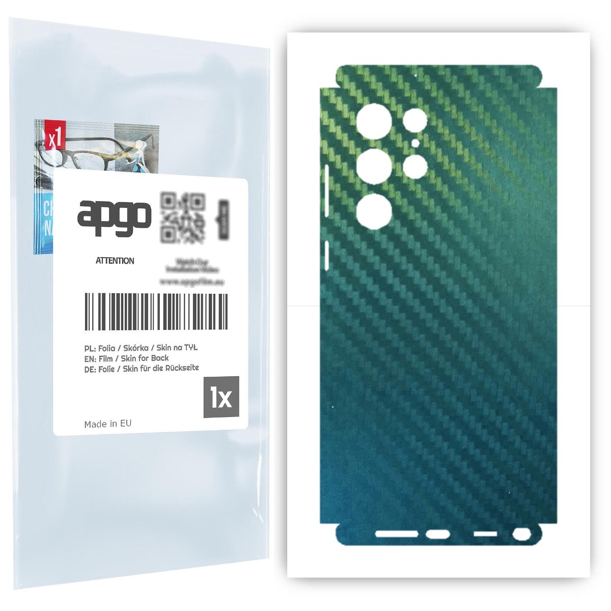 Folia naklejka skórka strukturalna na TYŁ+BOKI do Samsung Galaxy S22 Ultra -  Carbon Kameleon CAKA1 - apgo SKINS