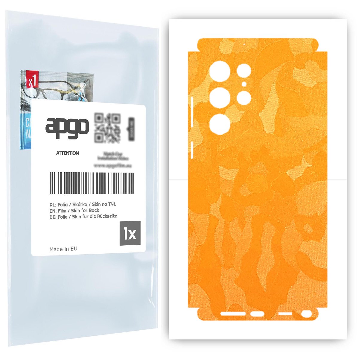 Folia naklejka skórka strukturalna na TYŁ+BOKI do Samsung Galaxy S22 Ultra -  Moro | Camo Żółty - apgo SKINS