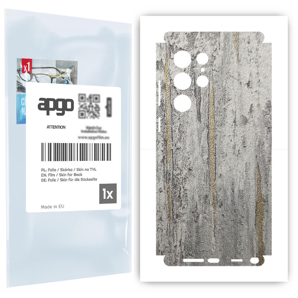 Folia naklejka skórka strukturalna na TYŁ+BOKI do Samsung Galaxy S22 Ultra -  Beton Złote Paski - apgo SKINS