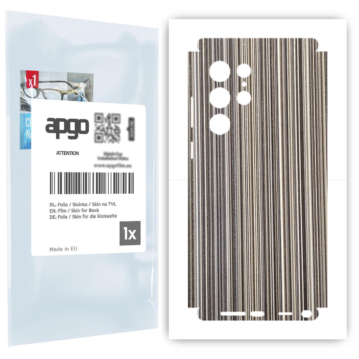 Folia naklejka skórka strukturalna na TYŁ+BOKI do Samsung Galaxy S22 Ultra -  Tkanina Paski Mix - apgo SKINS