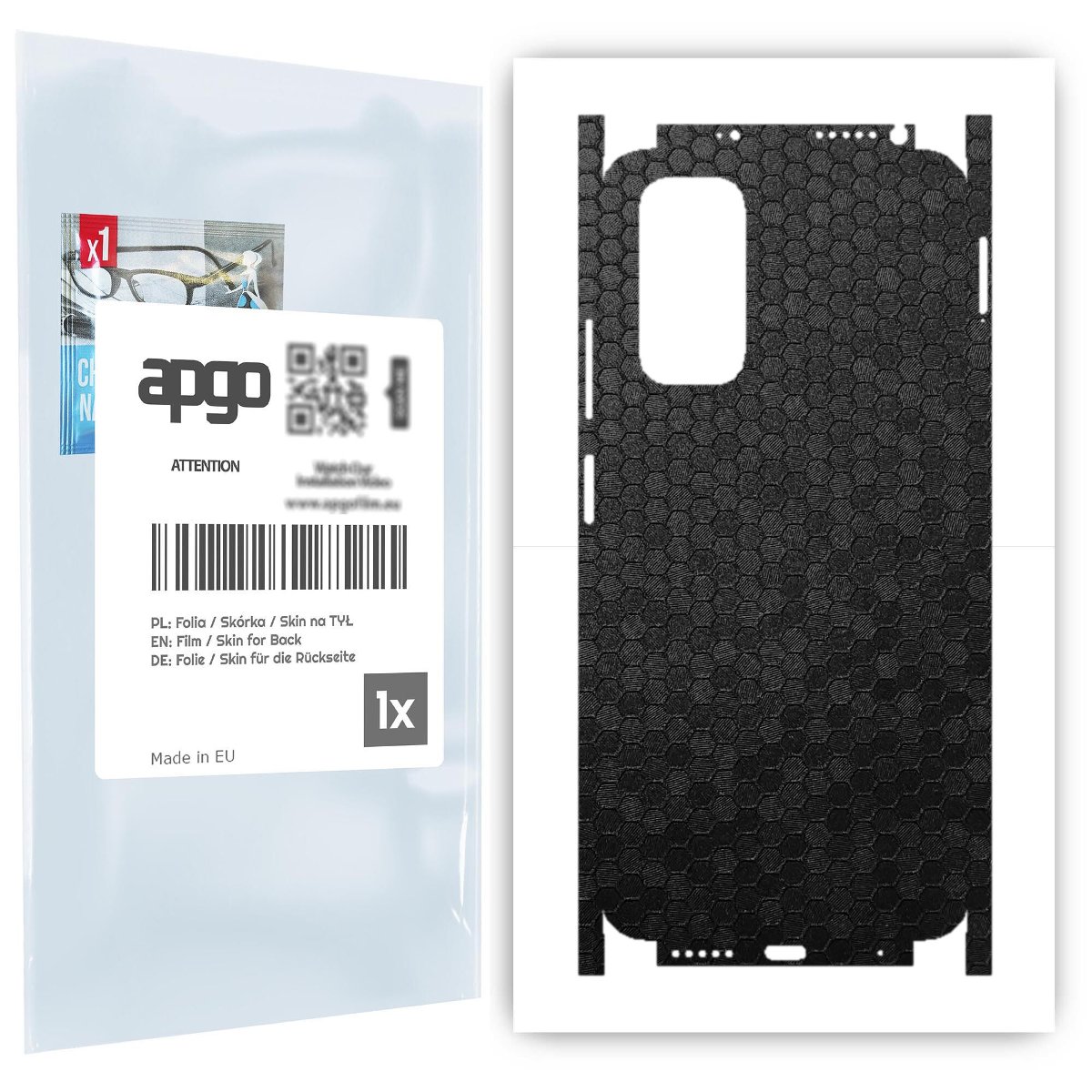 Folia naklejka skórka strukturalna na TYŁ+BOKI do Xiaomi Redmi Note 11 -  Plaster Miodu Czarny - apgo SKINS