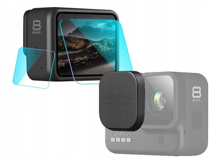 Dekielek + Szkło Osłona Na Obiektyw I Ekran Lcd Do Gopro Hero 8 Black