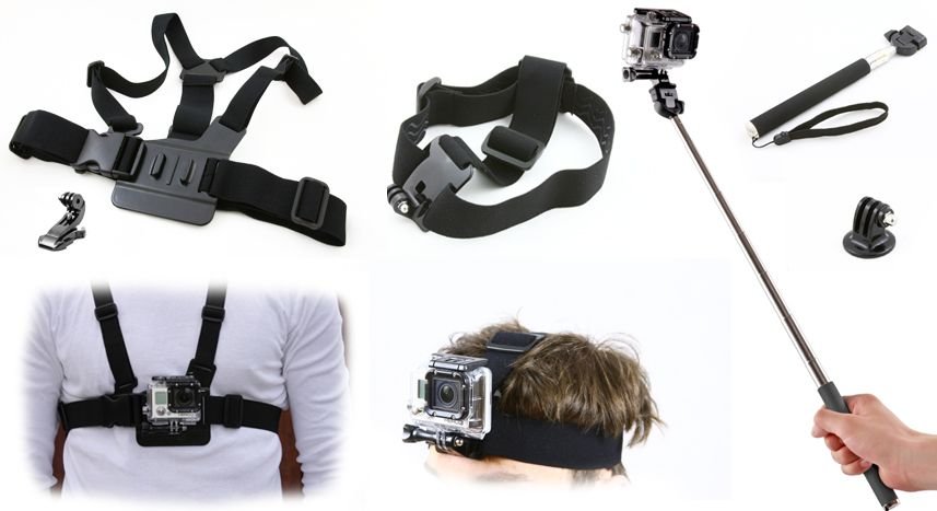 Zestaw 3W1 Monopod / Head Strap / Chest Mount Do Gopro Hero 4 3+ 3 2 1